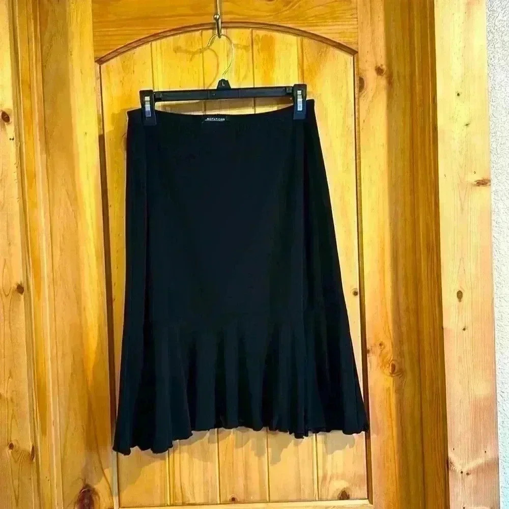 Notations Black Skirt with ruffle